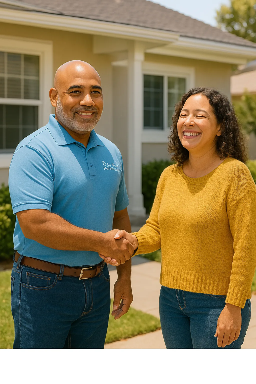 Investor shaking hands with a homeowner after helping sell an inherited home with multiple heirs