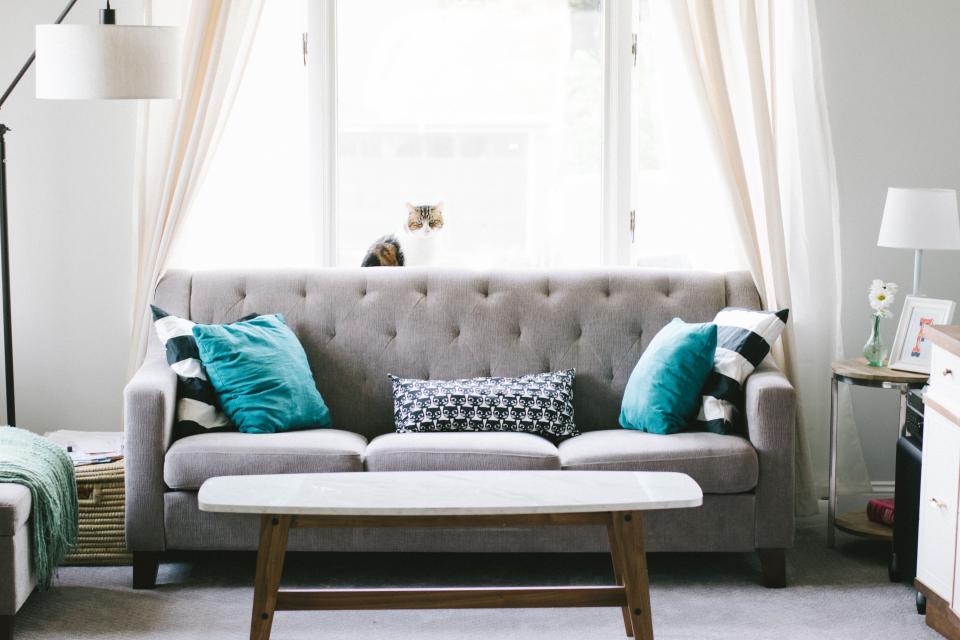 Living room of a shared family home that may be sold in a divorce